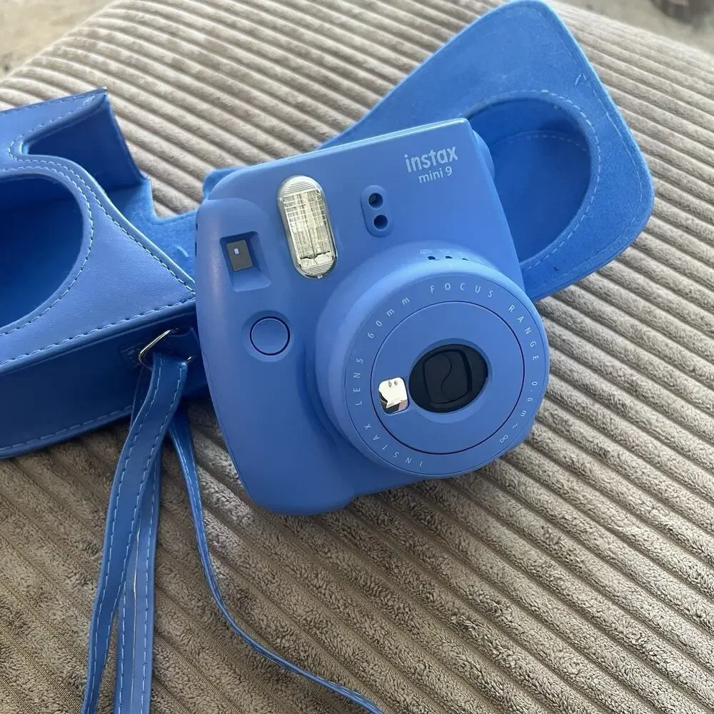 Fujifilm Instax Mini 9 Blue Instant Camera w/ Matching Case & Strap
